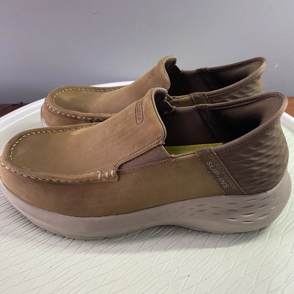 Skechers Men's Brown‎ Leather Parson-Oswin Slip-ins Shoes EXTRA EXTRA WIDE SZ.7